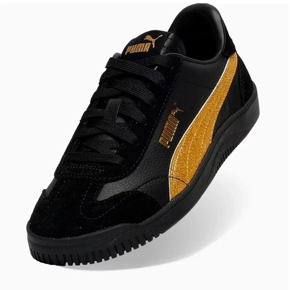 Puma Club 5v5 Sparkle Womens Sneakers Shoes Black Gold Glitter 406706 01 Size 10